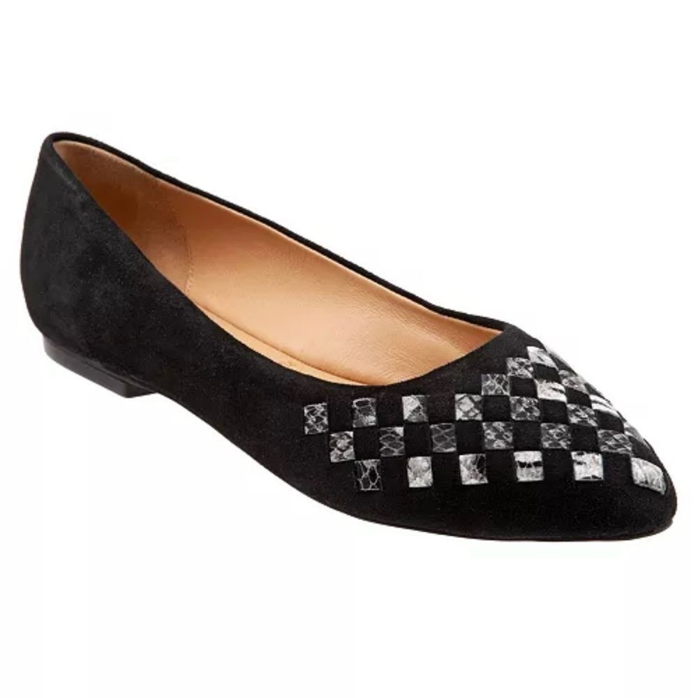 Trotters Black and Gray Flats with Elegant Design